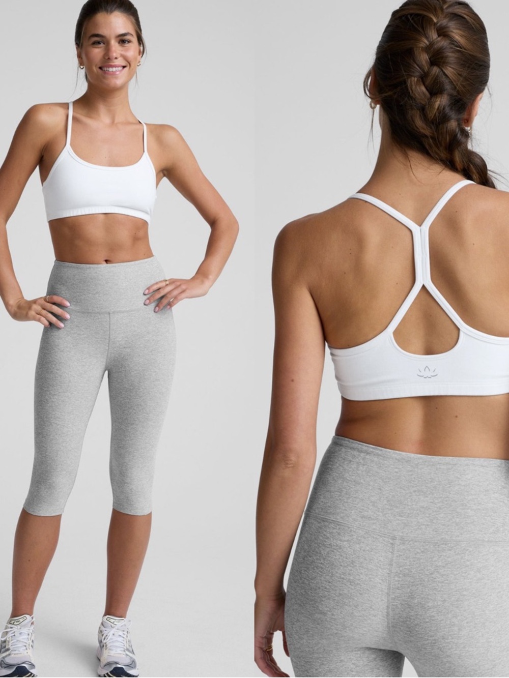 BEYOND YOGA Space Dye Slim Racerback White Sports Bra